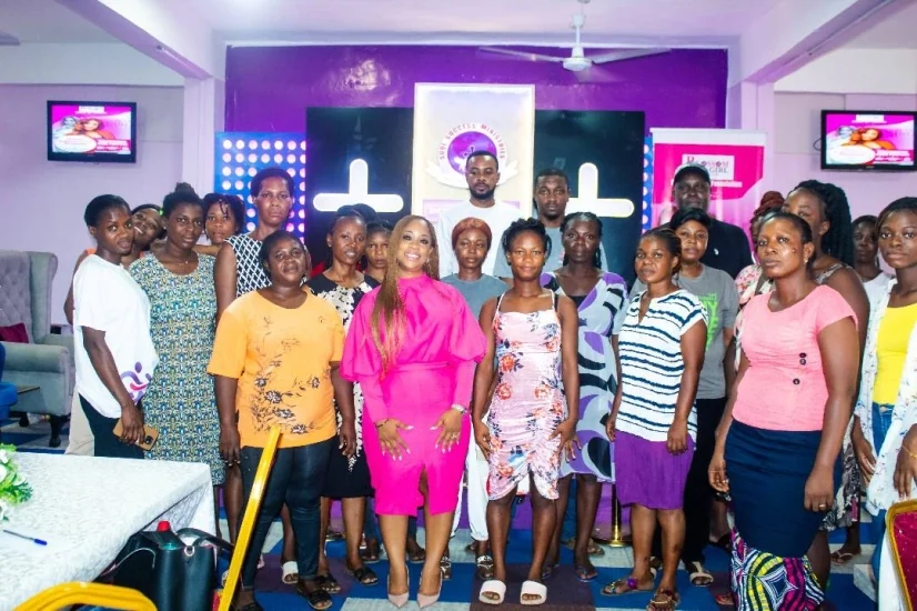 Blossom Foundation participants and mentors gathered at a community event